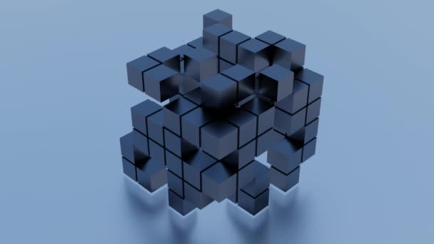 Серый Фон Движение Легкая Кубическая Игрушка Которую Нужно Собрать Понимает — стоковое видео