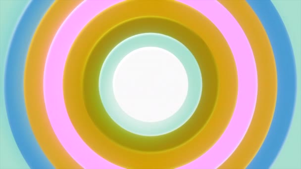 Achtergrond Van Pulserende Gekleurde Ringen Beweging Gekleurde Cirkels Pulseren Langzaam — Stockvideo