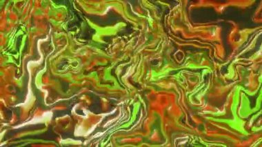 Sıvı plazma hareketinin animasyonu. Hareket. Erimiş sıvı renkli bir şekilde hareket eder. Renkli desenli plazma veya metalik sıvı. 