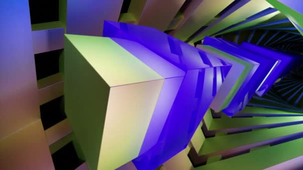 Abstraktní Optická Iluze Kostkami Letícími Čtvercovými Siluetami Design Barevný Tunel — Stock video