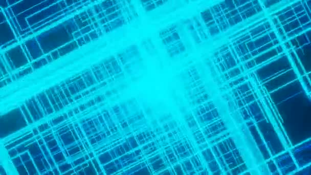 Animacja Obracającym Się Kwadratowym Tunelem Projektowanie Neonowe Kwadraty Liniowe Tunelu — Wideo stockowe