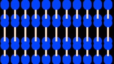  Siyah ve mavi arkaplan ve değişen desenler. Tasarım. Geometrik şekillerin kareler ve daireler gibi sırayla değişip hareket ettiği çizgi film animasyonları. Yüksek kalite 4k görüntü
