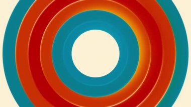 Çok renkli halkalar dalga dalga titreşir. Tasarım. Renkli halkalar dalgalı darbeler halinde hareket eder. Renkli daireler beyaz arkaplanda titreşir. 