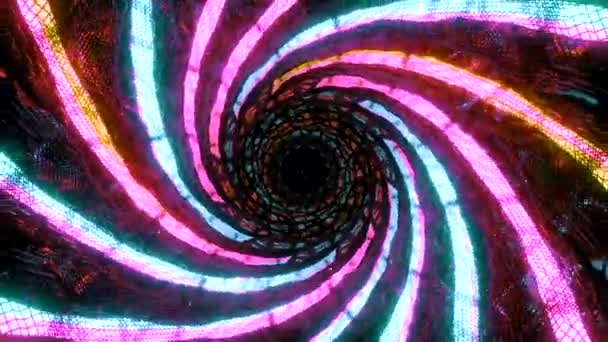 Cyber Tunnel Rotatif Avec Lignes Fluo Design Spirale Rotative Lignes — Video