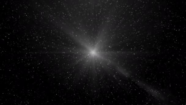 Μαύρο Φόντο Κινούμενα Αστέρια Και Φως Στη Μέση Κίνηση Σκούρο — Αρχείο Βίντεο
