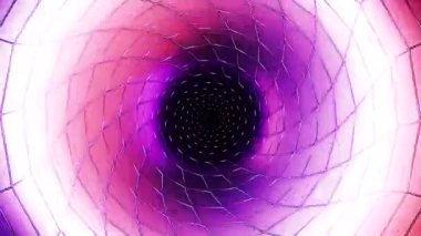 Mavi ve pembe tünel. Görev. Parlak, boş bir koridor ve aydınlık duvarların dalgalarla dağıldığı bir animasyon. Yüksek kalite 4k görüntü