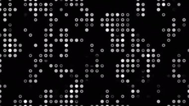  Gri yanıp sönen daireler. Hareket. Animasyondaki siyah bir arka plandaki çelenk gibi yanardöner daireler. Yüksek kalite 4k görüntü