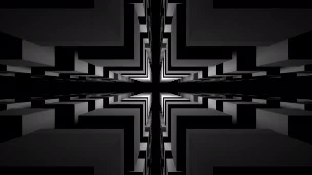Чёрный Фон Дизайн Узкий Тоннель Белыми Яркими Бликами Анимации Которая — стоковое видео