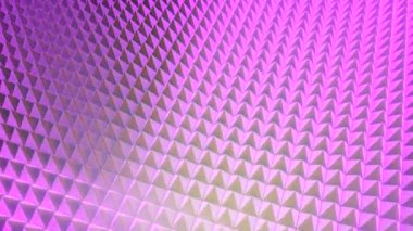 Renkli, parlak ızgaranın hareketli animasyonuyla soyut arkaplan. Tasarım. Birçok satırda 3B küçük piramit şekillerinin dönen alanı