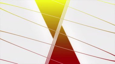 Beyaz arka plan. Hareket. Animasyondaki çok renkli kıvrımlı çizgi bir örüntüyle farklı yönlere eğiliyor. Yüksek kalite 4k görüntü