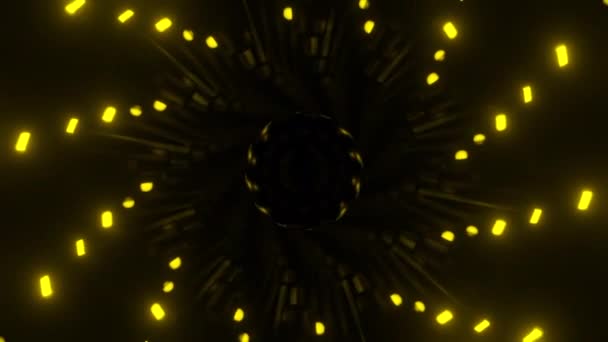 Oneindige Trippy Tunnel Van Neon Lichten Een Zwarte Achtergrond Ontwerp — Stockvideo