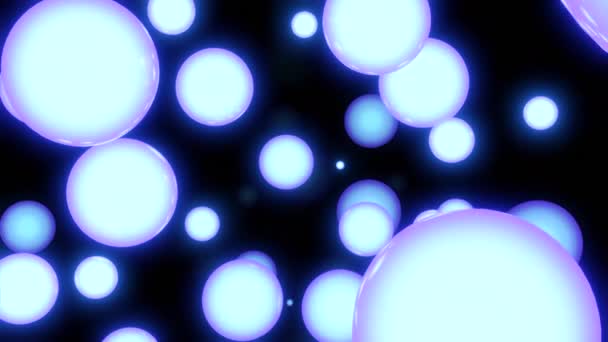 Illuminated Blue Purple Bubbles Design Black Background Reflective Circles Fill — Stock Video