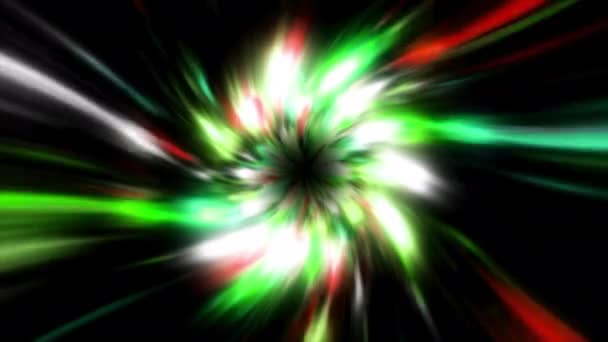 Black Background Motion Light Green White Illuminated Stripes Creating Hurricane — Stock Video