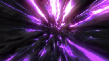 Bulutlar ve yıldırımlarla dönen bir tünel. Hareket. Sis ve neon hatlarından oluşan parlak bir tünel. Bulut tünelinde plazma enerjisi. 