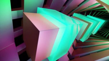Parlak renkli kayan kareler var. Tasarım. Farklı yönlerde hareket eden hafif geometrik animasyon. Yüksek kalite 4k görüntü