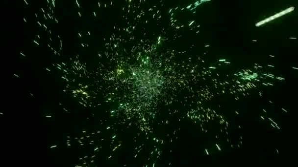 Σκοτεινό Φόντο Κίνηση Πράσινα Σωματίδια Που Φέρουν Κινούμενα Σχέδια Κινουμένων — Αρχείο Βίντεο