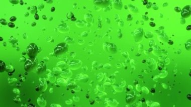 Yeşil animasyon. Hareket. Farklı yönlere yayılmış renkli bir animasyon. Yüksek kalite 4k görüntü