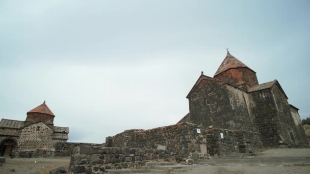 Vista Viejo Castillo Acción Antiguo Pueblo Piedra Con Edificios Antiguos — Vídeo de stock