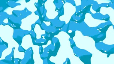 3 boyutlu sıvı noktalar hareket ediyor. Tasarım. Sıvı noktalar hava sahasında hareket eder. Sıvı renkli boya lekeleri havada. 3 boyutlu boya akışı. 