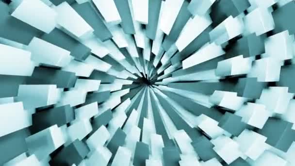 Mavi Beyaz Dikdörtgen Spiral Grafik Animasyon Tasarım Genişleyen Dikdörtgen Fraktal — Stok video