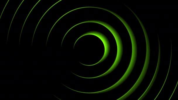 Zielone Kręgi Kurczące Się Ruch Ciemne Kręgi Animacji Które Krążą — Wideo stockowe