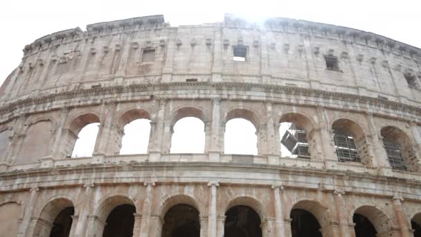 Majestoso Edifício Pedra Coliseu Roma Marco Italiano Acção Conceito Atração — Vídeo de Stock