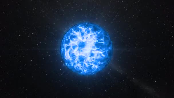 Siyah Arka Plan Mavi Sihirli Top Hareket Yıldızlı Karanlık Bir — Stok video