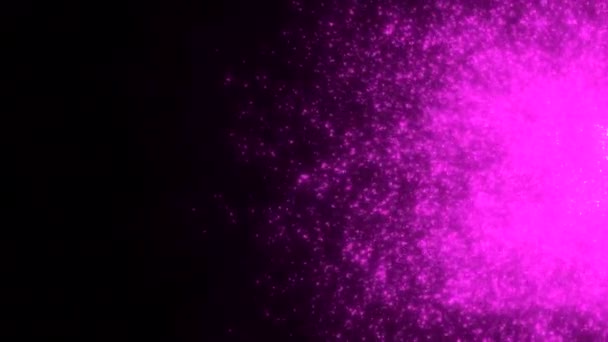 Темный Фон Движение Летящая Маленькая Искра Анимации Фиолетового Зеленого Цвета — стоковое видео