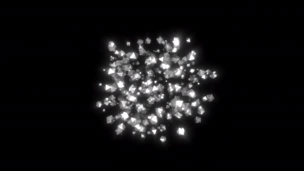 Ροή Κινούμενων Αστραφτερών Σωματιδίων Από Σημείο Κίνηση Αργή Έκρηξη Σωματίδια — Αρχείο Βίντεο