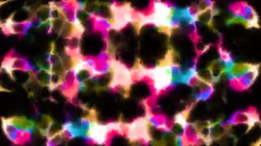 Parlak zıt dans lekeleri kaleydoskopik etki yaratıyor. Hareket. Güzel dönen bulanık şekiller