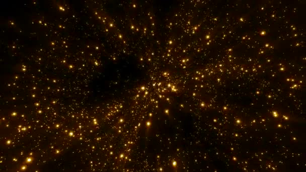 Cielo Oscuro Con Estrellas Fugaces Movimiento Estrellas Anaranjadas Blancas Que — Vídeo de stock