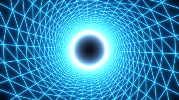 Modré Růžové Pozadí Motion Jasný Tunel Made Grid Black Background — Stock video