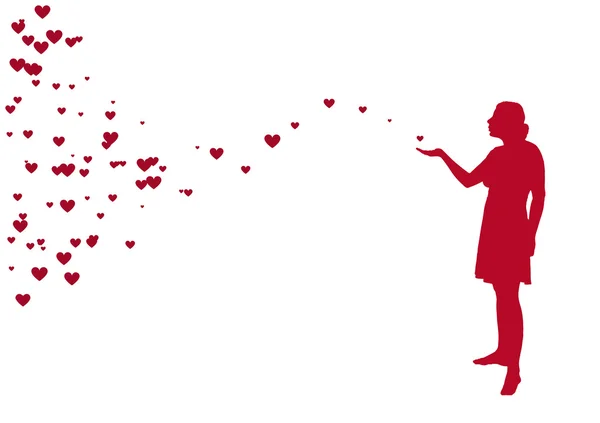 ผู้หญิงและหัวใจ — ภาพเวกเตอร์สต็อก