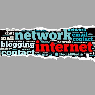 Internet bilgi metni grafik ile yırtık kağıt