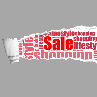 Torn Paper with sale info-text graphics clipart