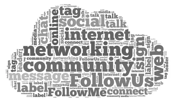 Social Media Infotext-Grafiken und Arrangementkonzept (Word Cloud)) — Stockfoto