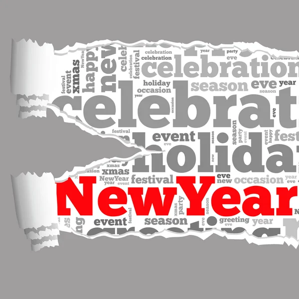 Yeni yıl bilgi metni grafik ile yırtık kağıt — Stok fotoğraf