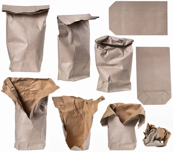 紙の食品収納袋 生分解性材料で作られた容器 隔離された背景 — ストック写真