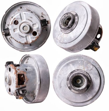 Ev elektrikli süpürgelerde kullanılan eski kirli elektrikli motor..