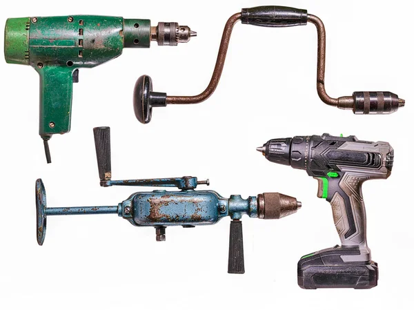 Various Types Drills Tools Mechanics — Stockfoto