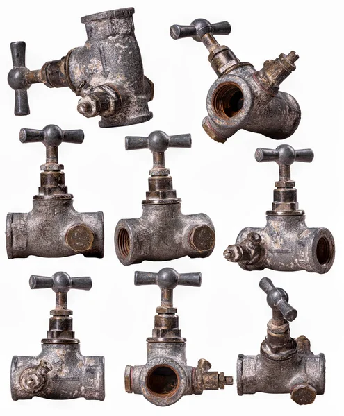 Starý Hydraulický Ventil Vypnutí Přívodu Vody Izolované Pozadí — Stock fotografie