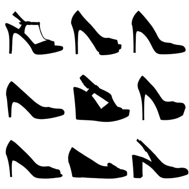 Silhouettes of female shoes-1 clipart