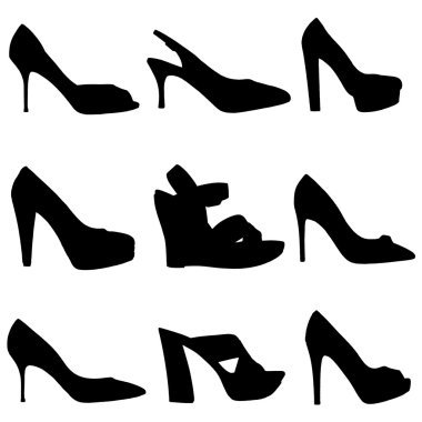 Silhouettes of female shoes-2 clipart