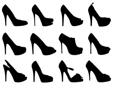 Black female shoes silhouettes- clipart