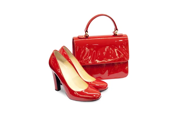 Red female bag&shoes-2 — Stock Photo, Image