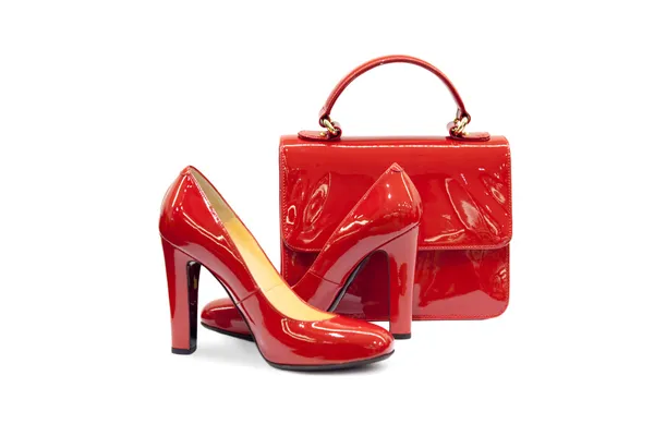 Red female bag&shoes-3 Royalty Free Stock Images