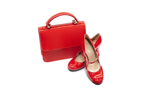 Red female bag&shoes-7 Royalty Free Stock Images