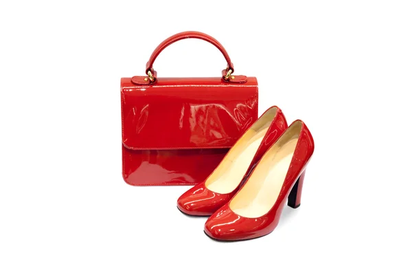 Kırmızı Bayan Çanta & Ayakkabı-4 — Stok fotoğraf