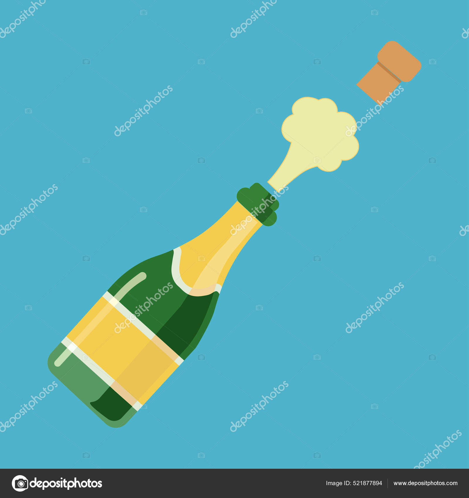 Champagne Explosion Champagne Bottle Pop Fizz Vector Illustration Alcohol  Drinking Stock Vector Image by ©vasenina_daria #521877894