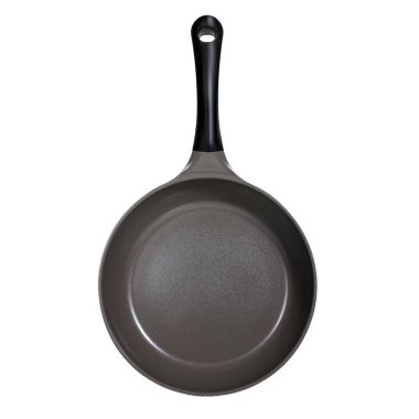 Kapaksız yeşil kızartma tavası, mutfak gereçleri, mutfak aletleri. Ön görünüm beyaz üzerine izole